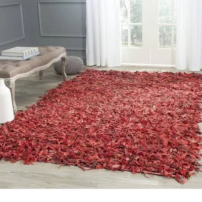 World Menagerie Schaefer Hand-Knotted Red Shag Area Rug