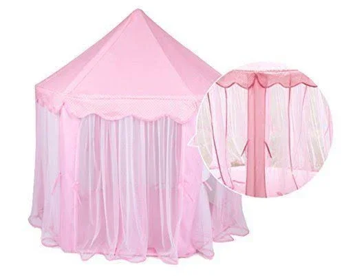 BESUNTEK Children Play Tent - Pop Up Princess Castle Playhouse for Boys, Girls, Toddlers, Indoor Outdoor Use Princess Tent, Pink