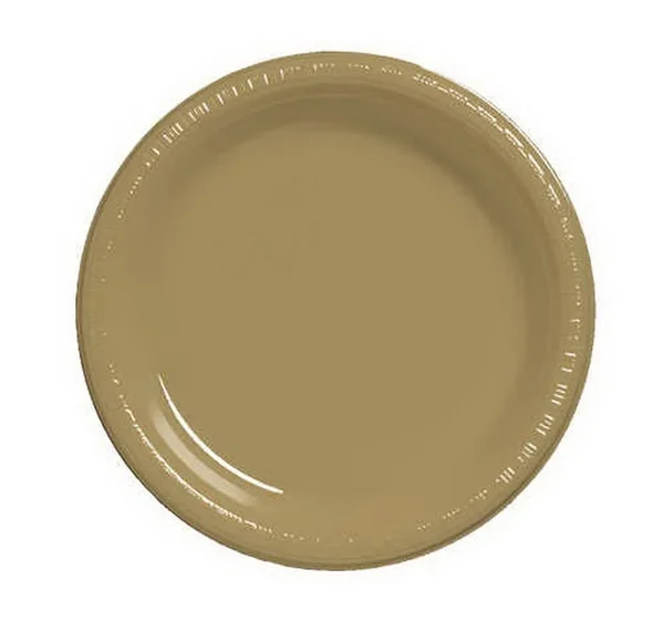 Creative Converting 28103021B Glittering Gold Dinner Plate - Plastic, Solid Bulk (Case of 600)