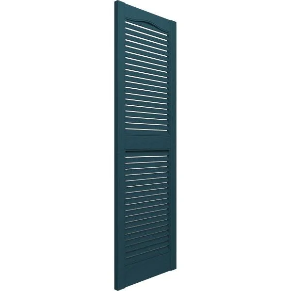 Builders Edge 14.5W in. Louvered Vinyl Shutters Midnight Blue