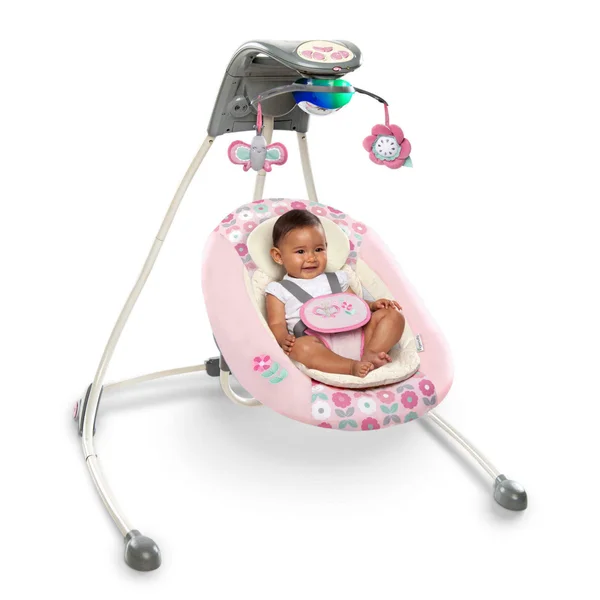 Ingenuity InLighten Cradling Plug-In Swing with LightBeams Mobile - Flora The Unicorn