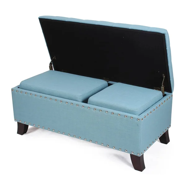 AdecoTrading Home 3 Piece Storage Ottoman Set; Blue