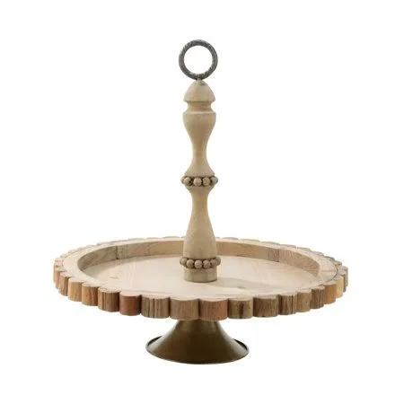 Tripar International 21.5x22 Beige and Camel Brown Wooden Display Stand