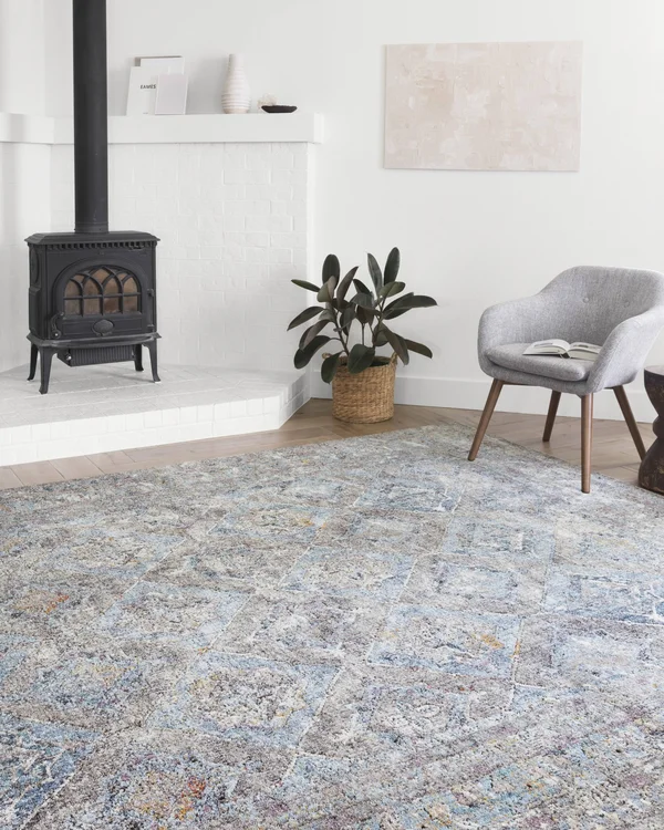 Loloi Dante DN-03 6&7x22 x 9&2x22 Granite, LT. Blue Area Rug