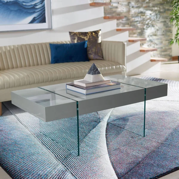 Safavieh COF7001B Jacob Rectangular Glass Leg Modern Coffee Table