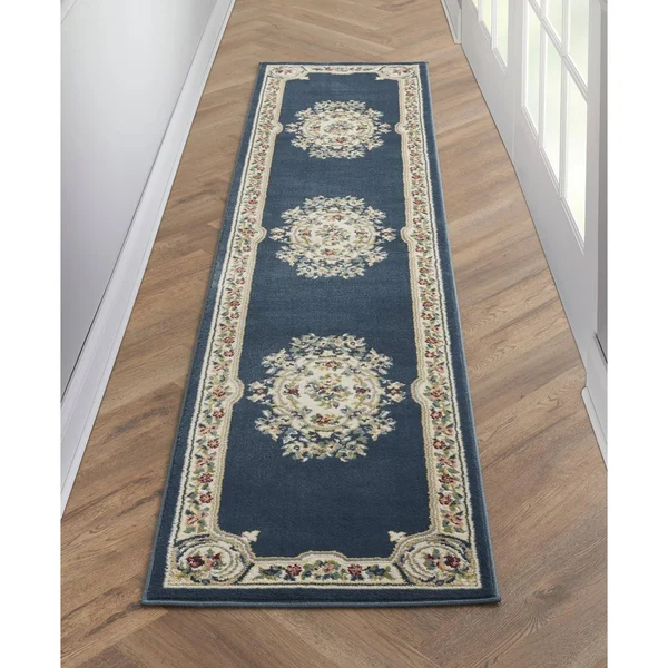 Nourison ABS1 Aubusson Navy Area Rug- 2&2x22 x 7&6x22