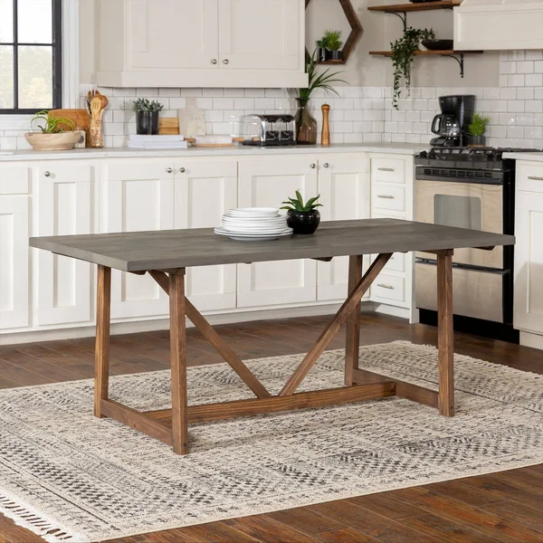 72x22 Solid Wood Trestle Dining Table Gray/Brown - Saracina Home