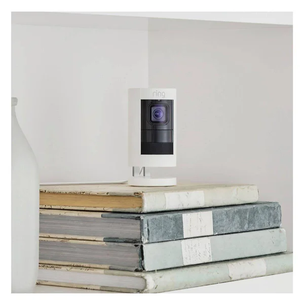 Ring Certified Refurbished Stick Up Cam Wired- White Plug-In Wired Outdoor Security Camera, R8SSE8-WEN0