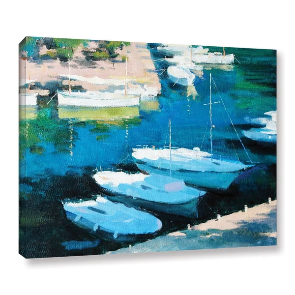 ArtWall Alex Hook Krioutchkov 'Marina 16' Gallery Wrapped Canvas - Blue - 24x36 3-Piece Set