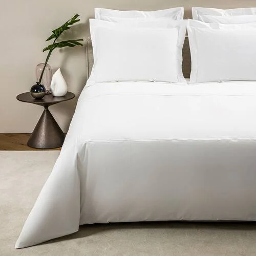Frette Hotel Classic Duvet Cover - White Cotton - Twin - Bed Linens
