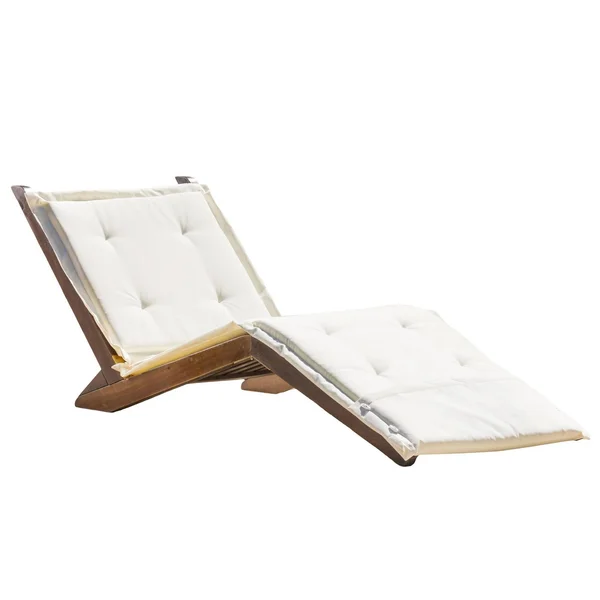 Sonora Wood Patio Folding Lounger with Cushion Cream Cushion Christopher