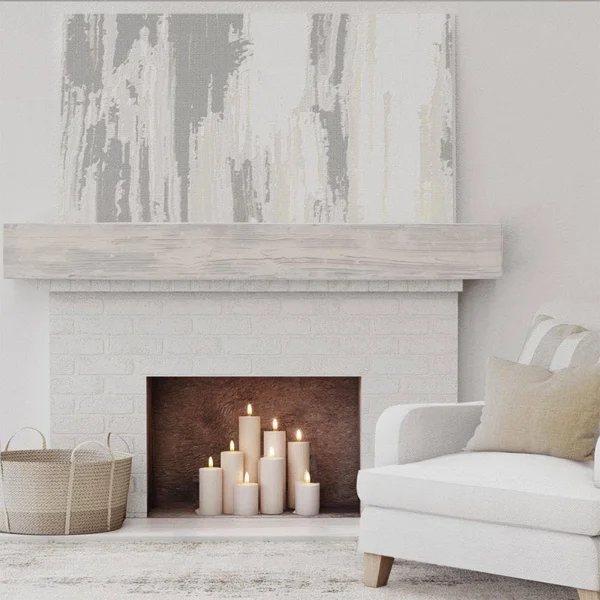 Ekena Millwork MANUSD04X08X60BP 4x22H x 8x22D x 60x22W Sandblasted Faux Wood Fireplace Mantel, Burnished Pine