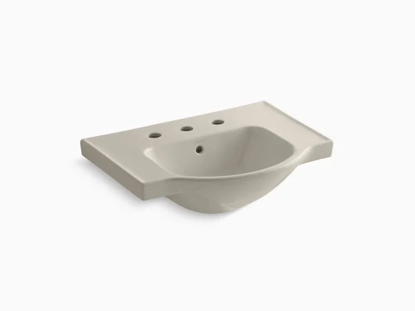 Kohler K-5248-8-G9 Veer 24x22 Pedestal Bathroom Sink - Top Only - Sandbar