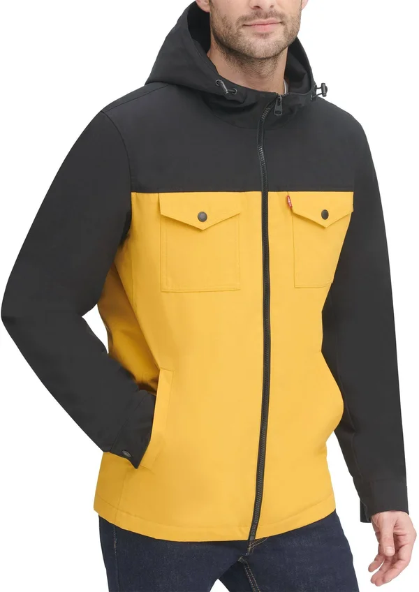 Levi&s Men's Arctic Cloth Hooded Rain Jacket, XL, Yellow