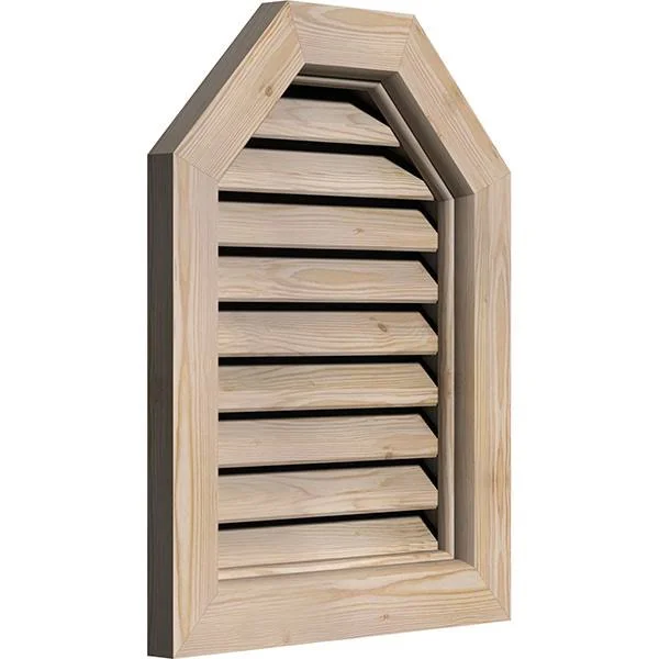 Ekena Millwork GVWOT30X3000SFPPI 30x22W x 30x22H Octagonal Top Gable Vent (35x22W x 35x22H Frame Size): Primed - Functional, Smoo