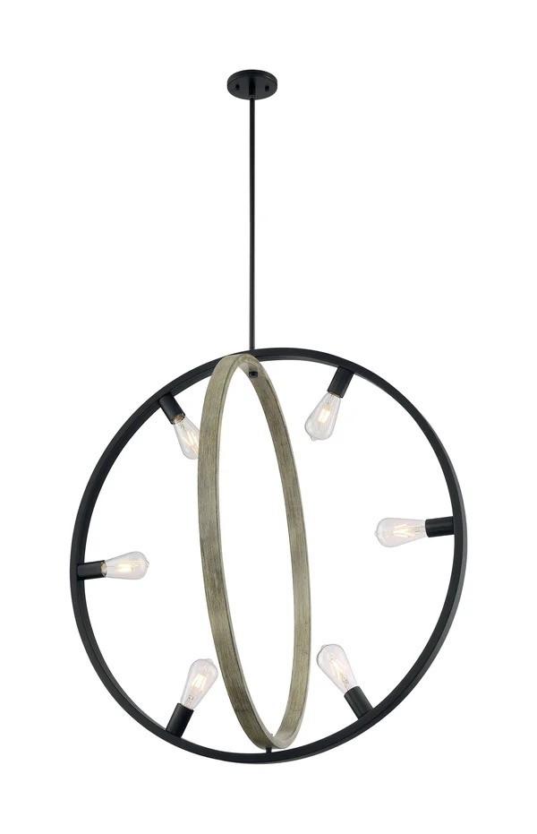 Nuvo Lighting Augusta 6-Light Pendant Black - Wood 60/6986