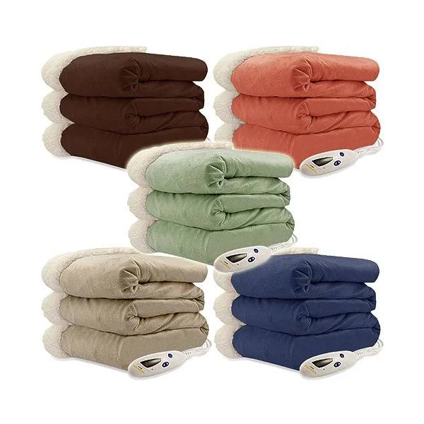 Pure Warmth by Biddeford Micro Mink Sherpa Heated Throw Blanket Denim