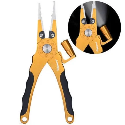 New 2017! Madbite Lighted Aluminum Fishing Pliers - Tungsten Carbide Braid Cutters - Super Bright LED Bulb - Crimper - Hook Remo