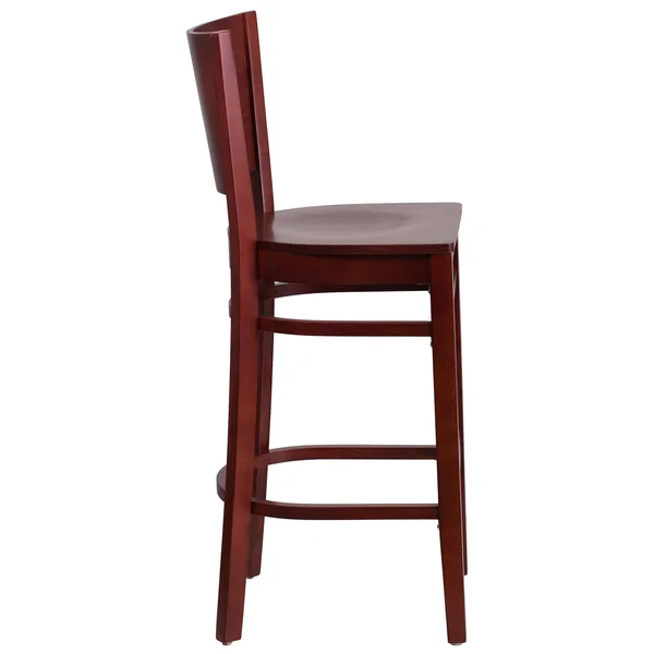 43.5x22 Mahogany Red Traditional Solid Back Restaurant Barstool