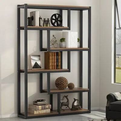 Birt 69.29x22 H x 39.37x22 W Metal Etagere Bookcase Latitude Run Color: Dark Walnut