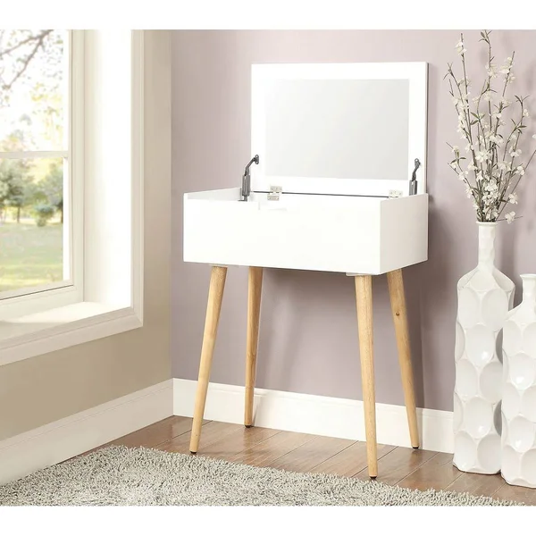 Furniture of America Contemporary Vanity Table in White CM-DK911