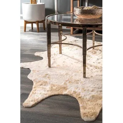 Kirksey White/Brown Faux Cowhide Area Rug Williston Forge Rug Size: Rectangle 5& x 6& 7x22