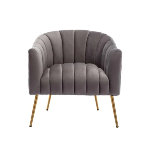 Modern 28.00x22 Wide Tufted Velvet Barrel Chair with Metal Legs - Fabric - Pink