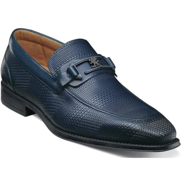 Stacy Adams Men's Pomeroy Moc Toe Bit Slip-On - Ink Blue