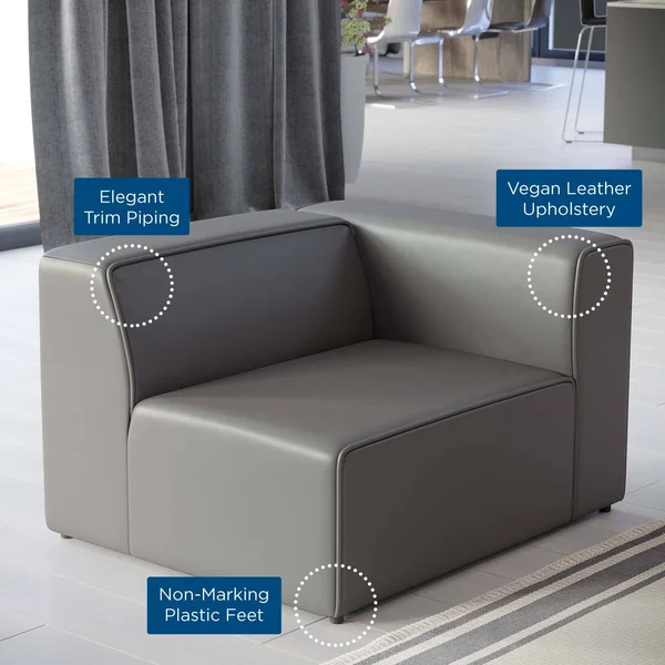 Modway Mingle Right-arm Chair Gray Vegan Leather
