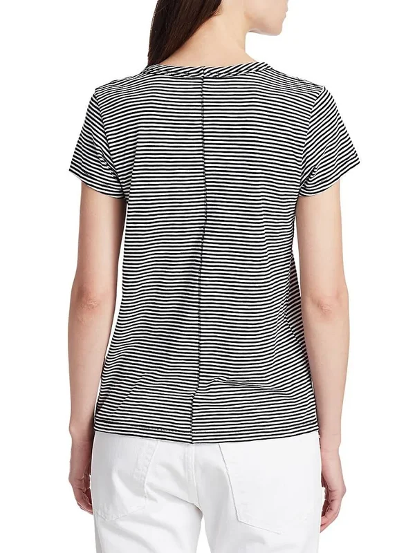 Rag & Bone Striped Crewneck Tee, Black, Women's, X-Small