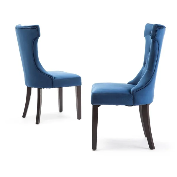 BELLEZE 2 Pcs Dining Chair Upholstered Armless Accent Side Chair Home Kitchen Furniture - Blue