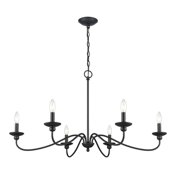 Millennium Lighting 4386-MB Delvona - 6 Light Chandelier Matte Black