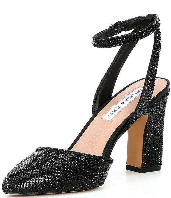 Chelsea Violet Mary Rhinestone Embellished Pointed Toe Pumps - 6M