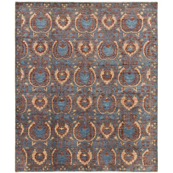 Hand-Knotted Finest Ushak Dark Blue Wool Rug 8&1x22 x 9&9x22