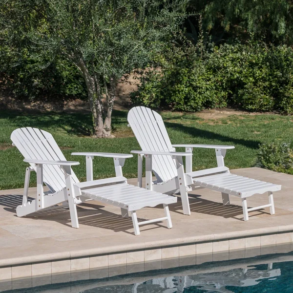 Hayle Reclining Adirondack Chair with Footrest - Set of 2, Brown