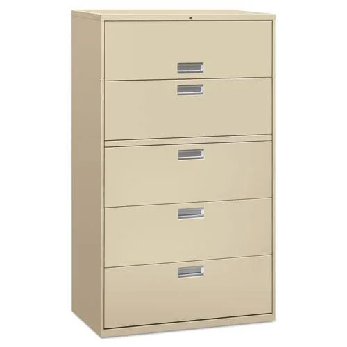 Alera Five-Drawer Lateral File Cabinet, 36W x 19.25d x 67h, Charcoal