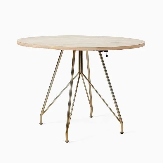 Jules Drop Leaf Dining Table - Cerused White, Light Bronze