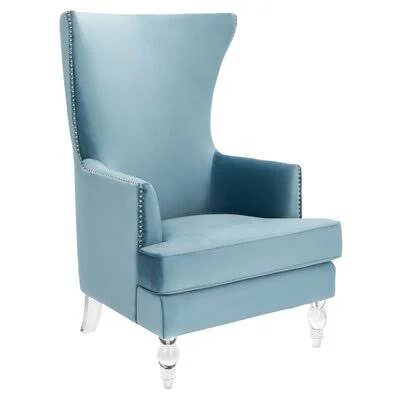 Bree 29.1x22 Wide Velvet Wingback Chair Rosdorf Park Fabric: Light Blue Velvet
