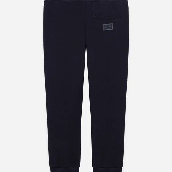 Dolce & Gabbana Trousers and Shorts - Jersey Jogging Pants with Plate Logo Blue Male 3