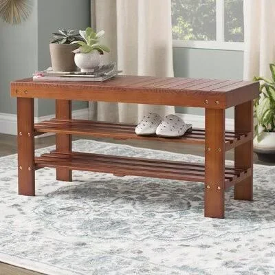 Andover Mills Theiss Wood Storage Bench, Cherry