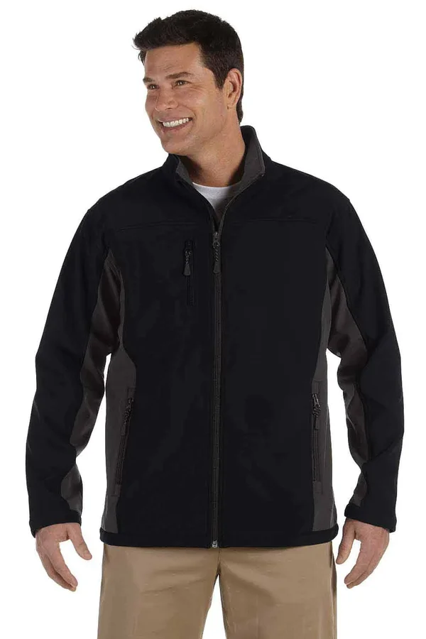 Devon & Jones D997 Men's Soft Shell Colorblock Jacket - Blck/ DK Chrcoal - 3XL