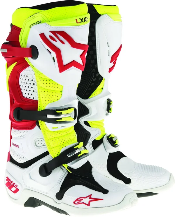 Alpinestars Tech 10 Boots (7 White/Red/Yellow)