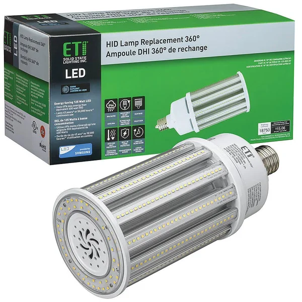 ETI 8 in. 400-Watt Equivalent Corn COB EX39 Mog LED Light HID Replacement 360-Degree 125-Watt 18 - 750 Lumens 5000K Daylight