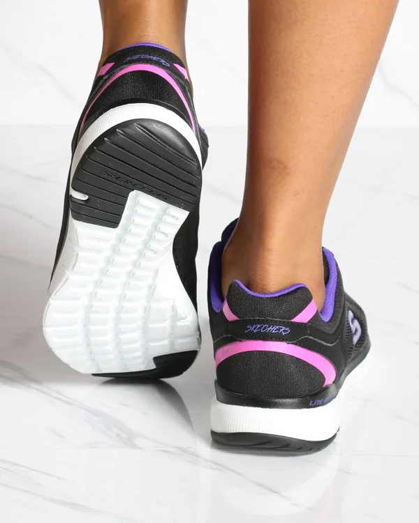 Skechers Women's Flex Appeal 3.0 Steady Sneaker, Black/Purple