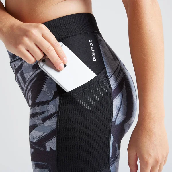 Domyos Women's 120, Fitness Cardio Training Leggings in Brushed Steel, Size W26 L30