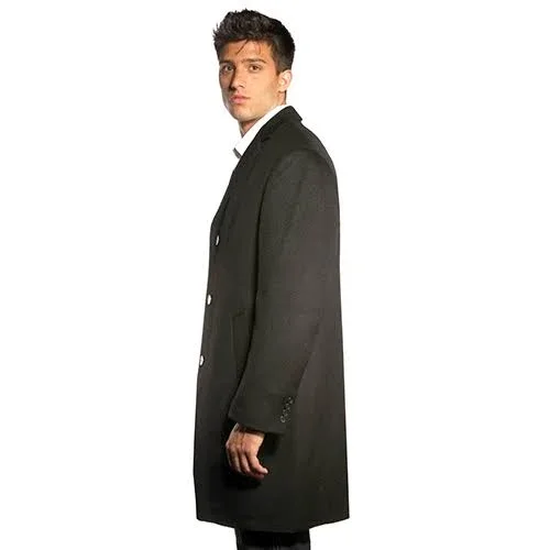 Men's Jean-Paul Germain Classic-Fit Jeffery 38-in. Wool-Blend Top Coat - Size: 54 Long, Black