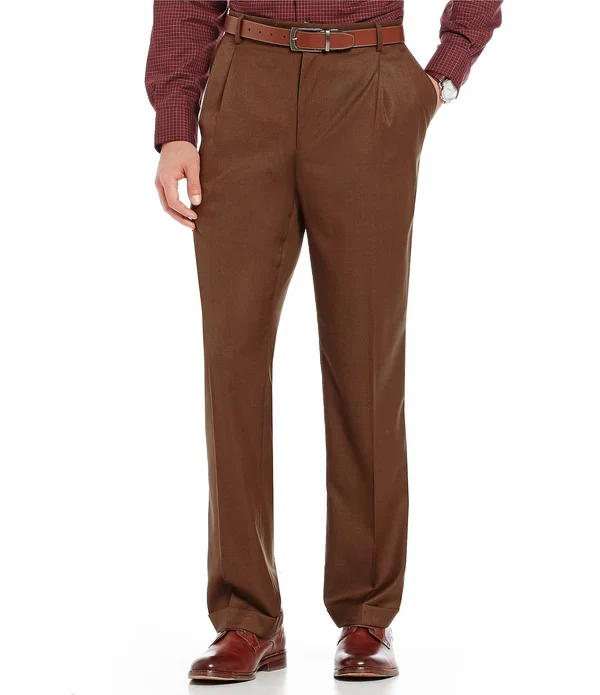 Roundtree Yorke TravelSmart Luxury Gabardine Ultimate Comfort Classic Fit Pleat Front Non-Iron Dress Pants - 40 34