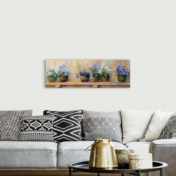 Violets in Pots - Canvas Wall Art, 48x16, Great Big Canvas