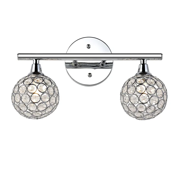Jonathan Y Maeve 13 in. 2-Light Iron/Glass Contemporary Glam LED Vanity Light - Chrome