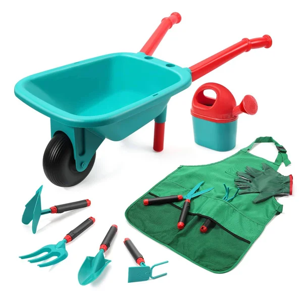 Cute Stone Kids Gardening Tool Set, Garden Toys with Wheelbarrow, Watering Can, Gardening Gloves, Hand Rake, Shovel, Trowel, Dou